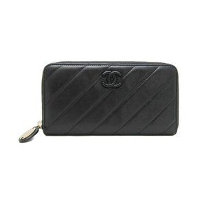 CHANEL Black Lambskin Leather Wallet